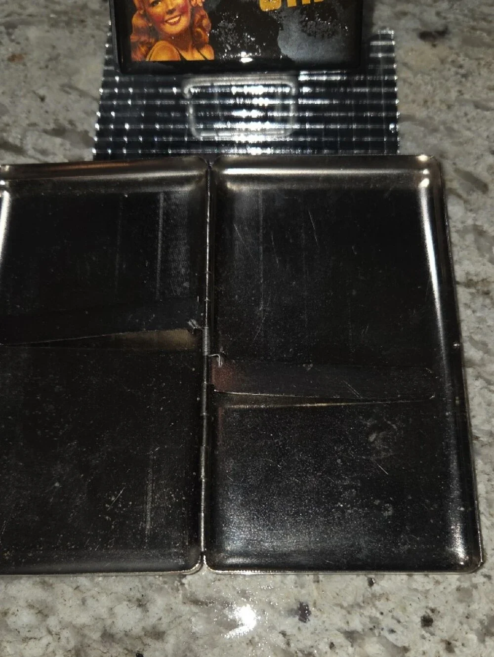 Silver Card Holder & Match Box- Black & Gold